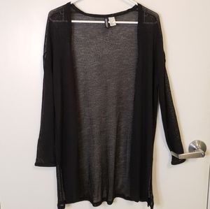 H&M Sheer Black Knit Oversized Long Cardigan